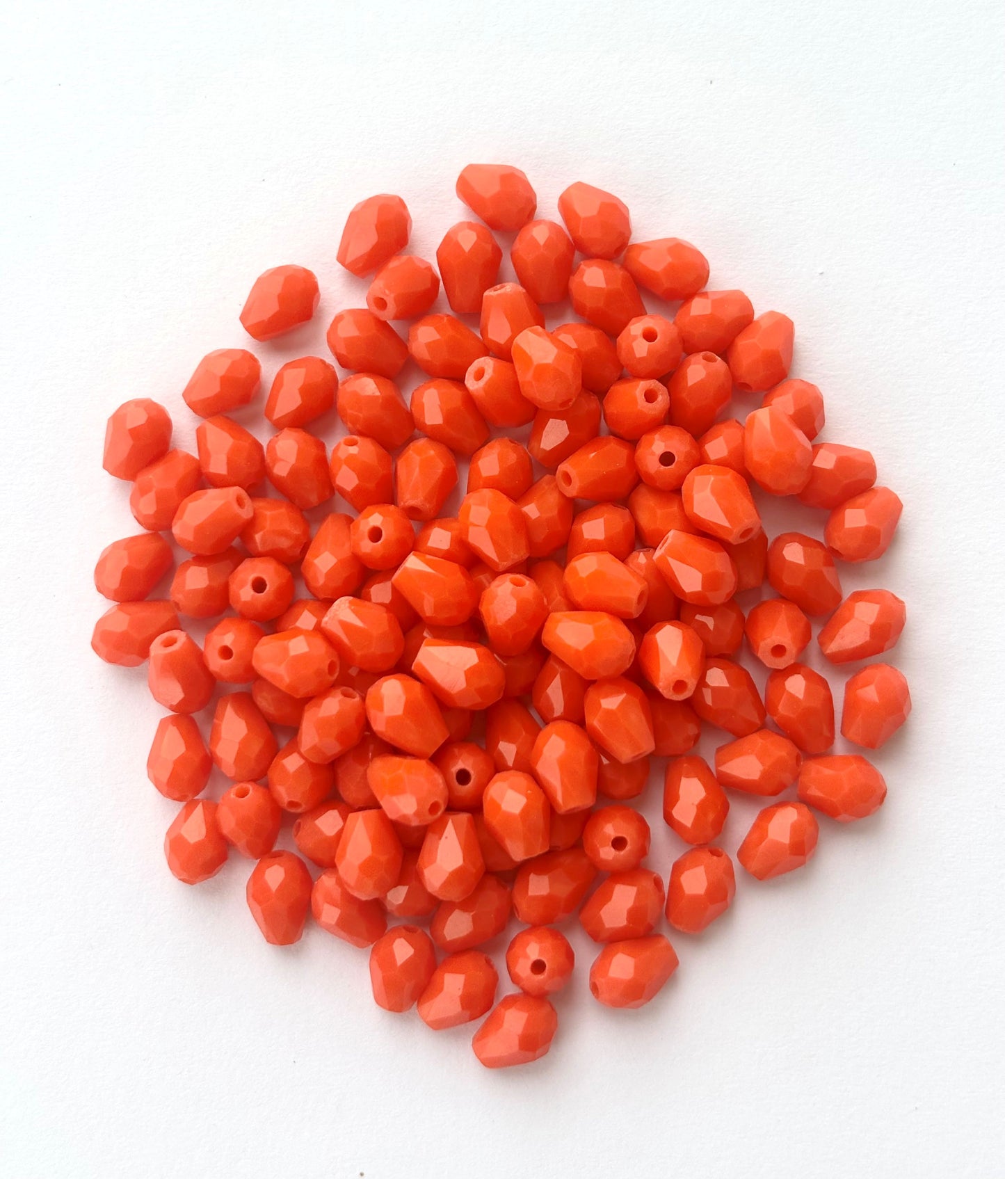 Bright Orange Faceted Drop Crystals
