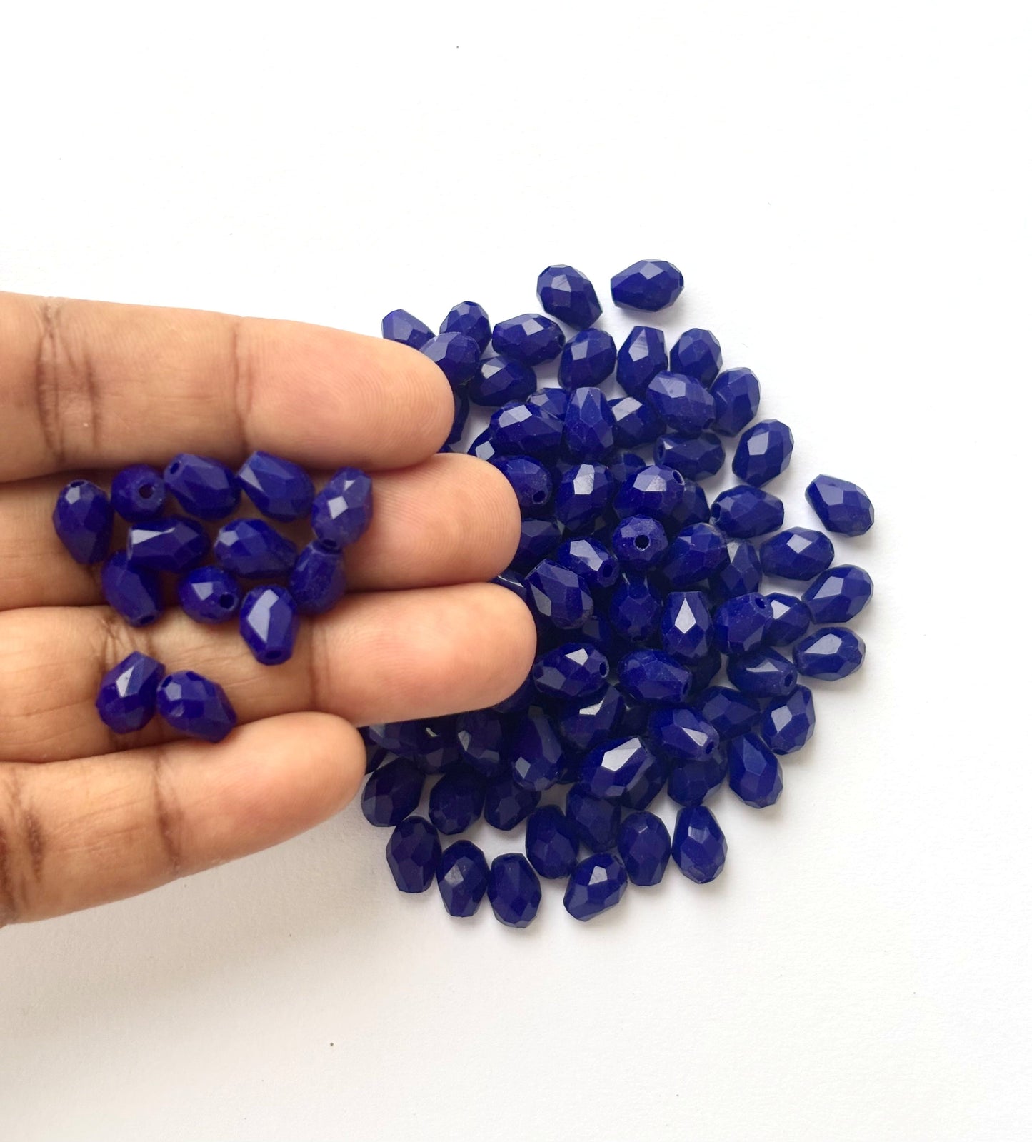 Rich Sapphire Blue Faceted Drop Crystals