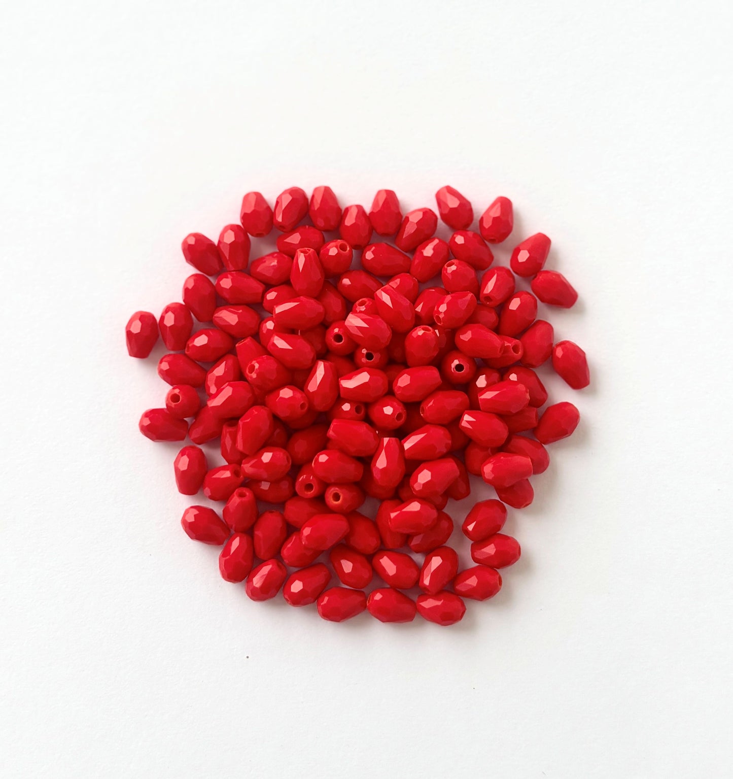 Vibrant Ruby Red Faceted Teardrop Crystals