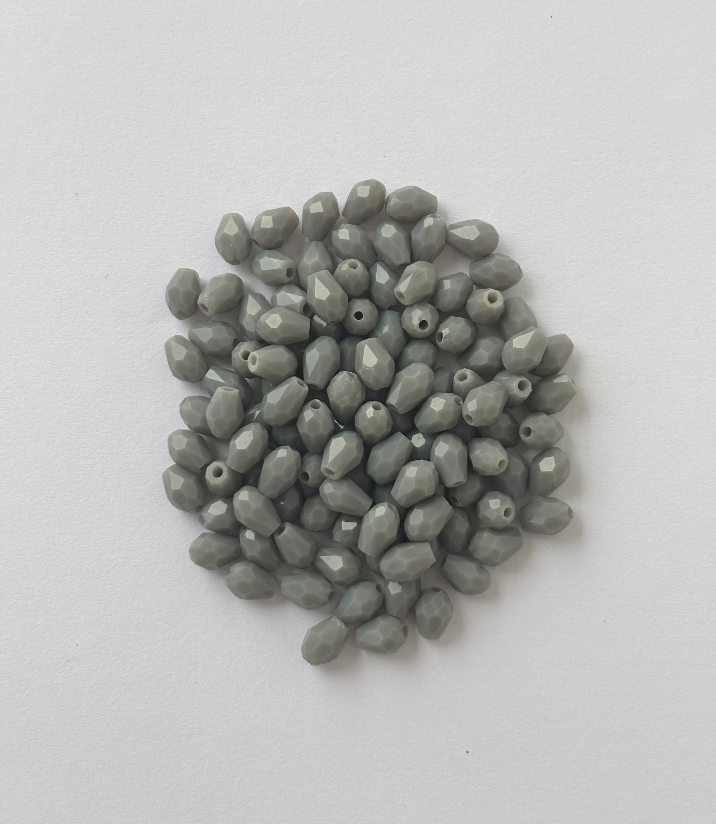 Slate Grey Faceted Teardrop Beads