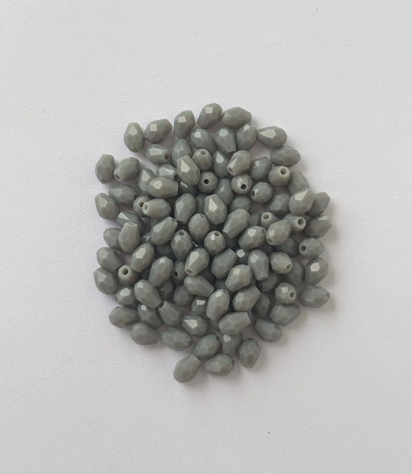 Slate Grey Faceted Teardrop Beads