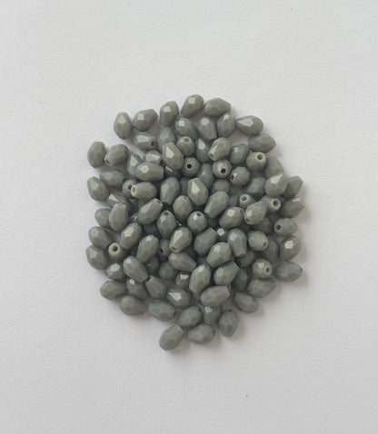 Slate Grey Faceted Teardrop Beads