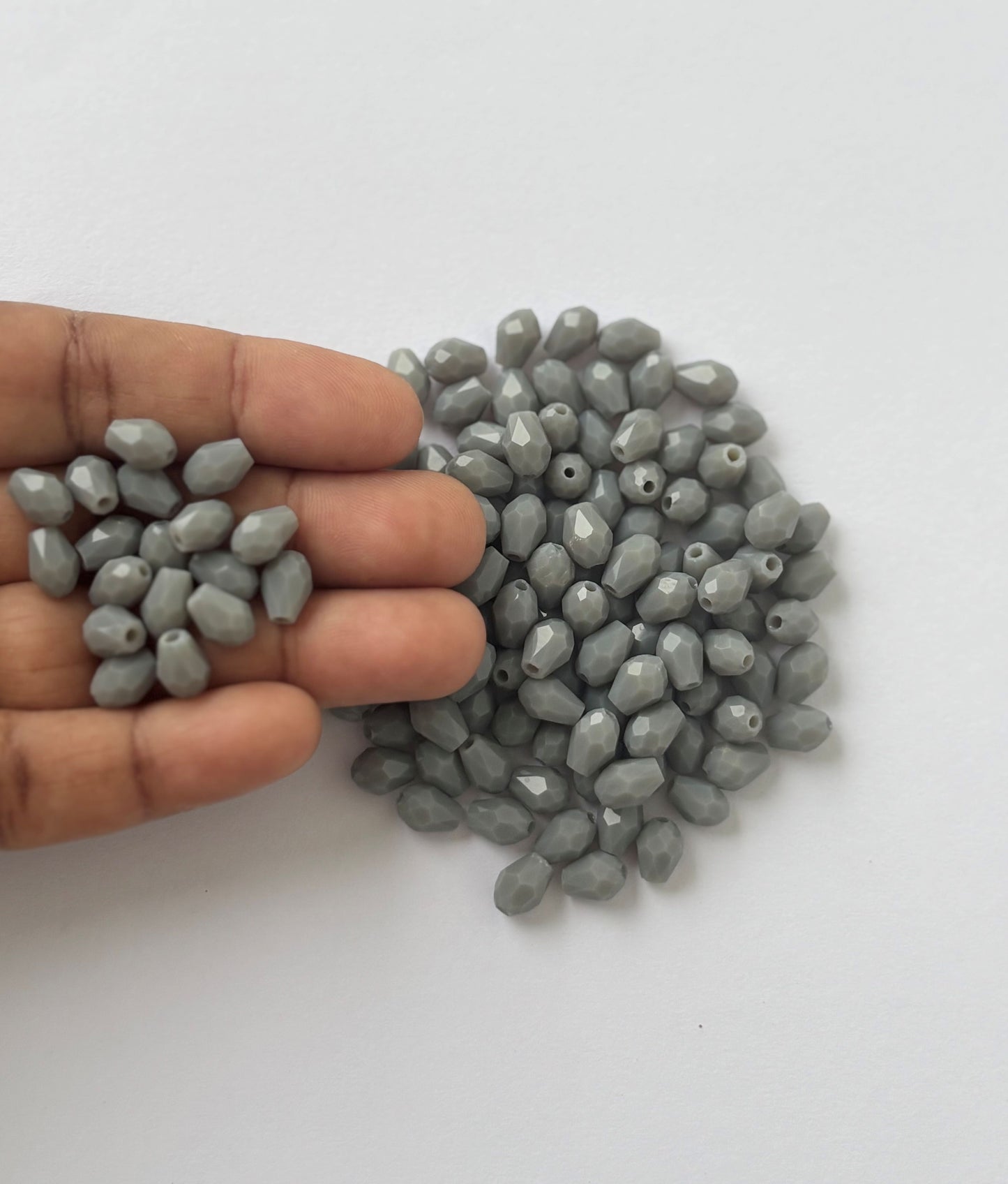 Slate Grey Faceted Teardrop Beads