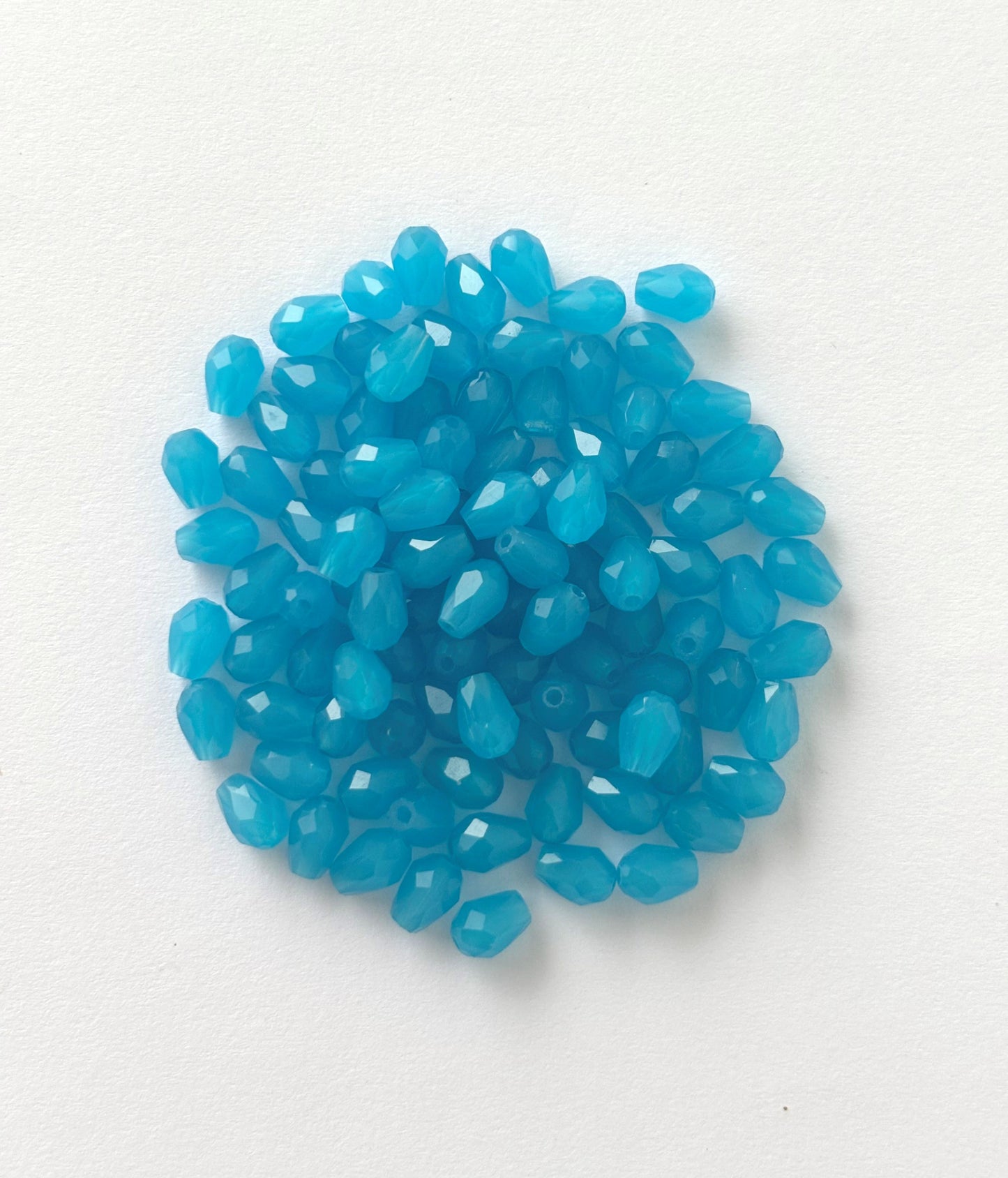 Bright Aqua Blue Faceted Teardrop Crystals