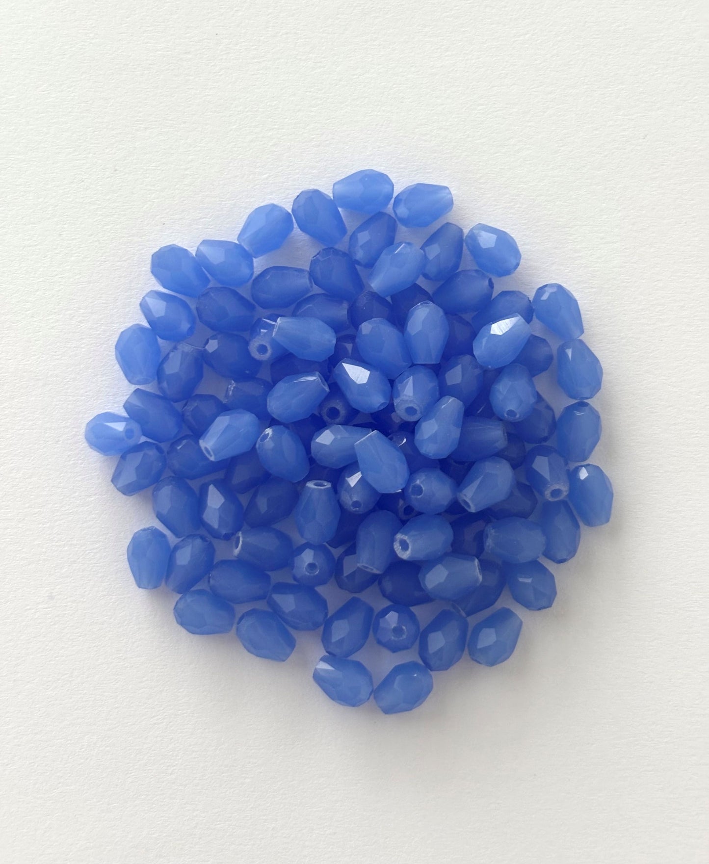 Serene Cornflower Blue Faceted Teardrop Crystals