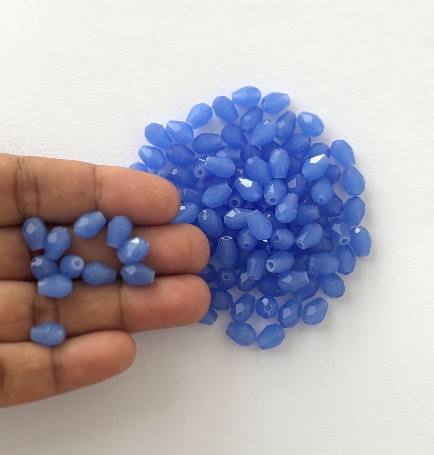 Serene Cornflower Blue Faceted Teardrop Crystals