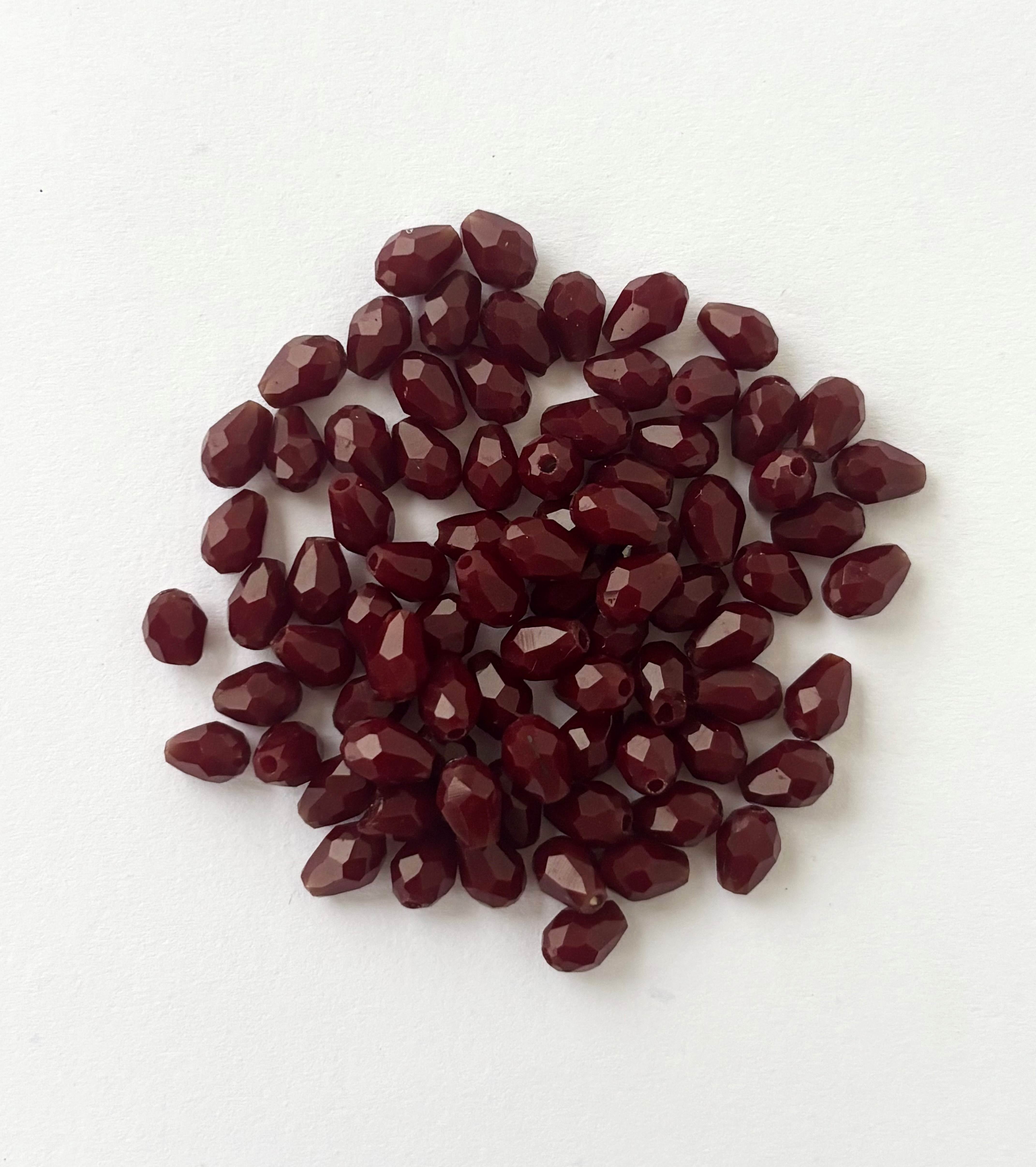 Deep Garnet Red Faceted Teardrop Crystals