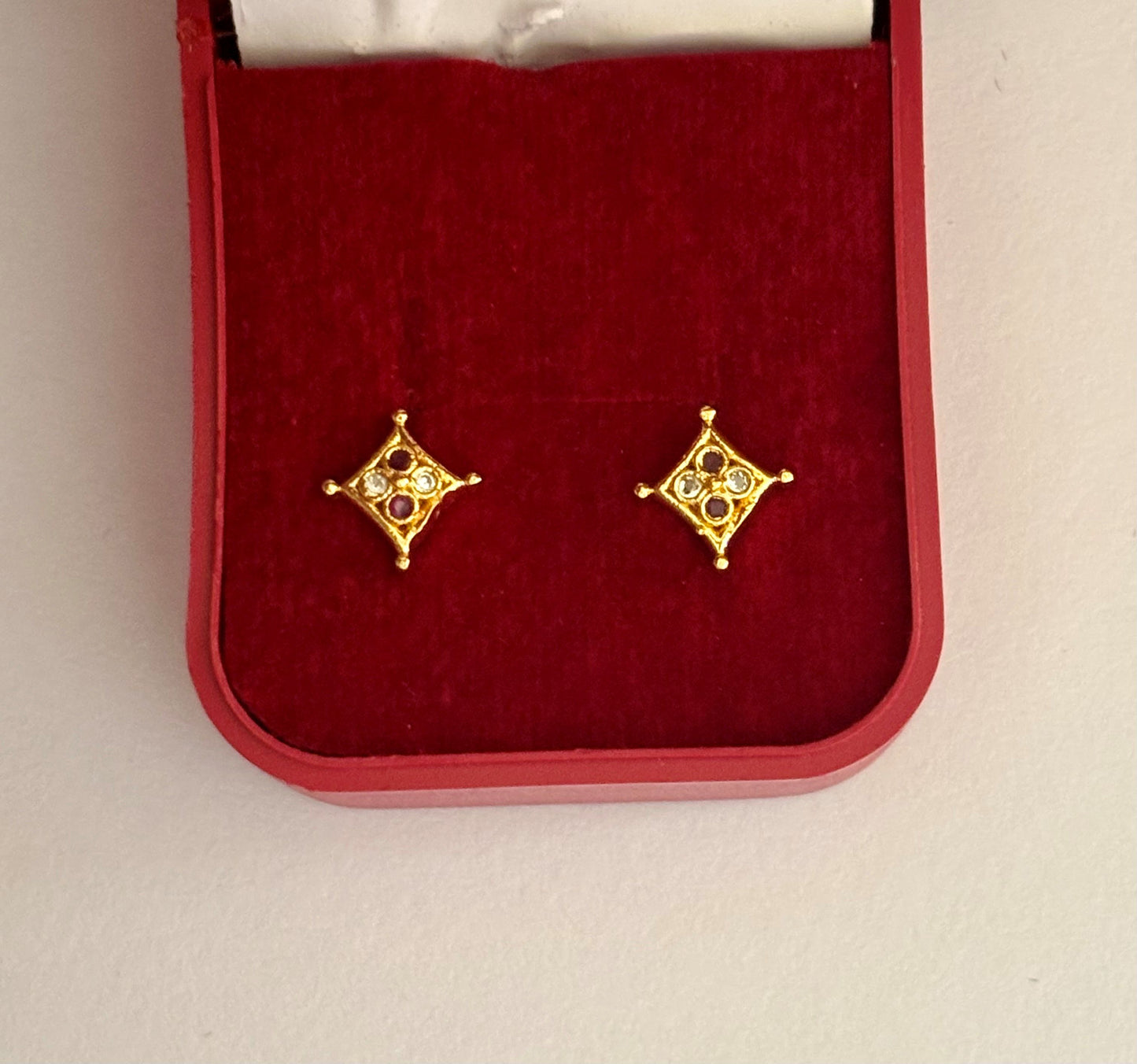 Traditional Gold-Plated Navratna-Style Stud Earrings