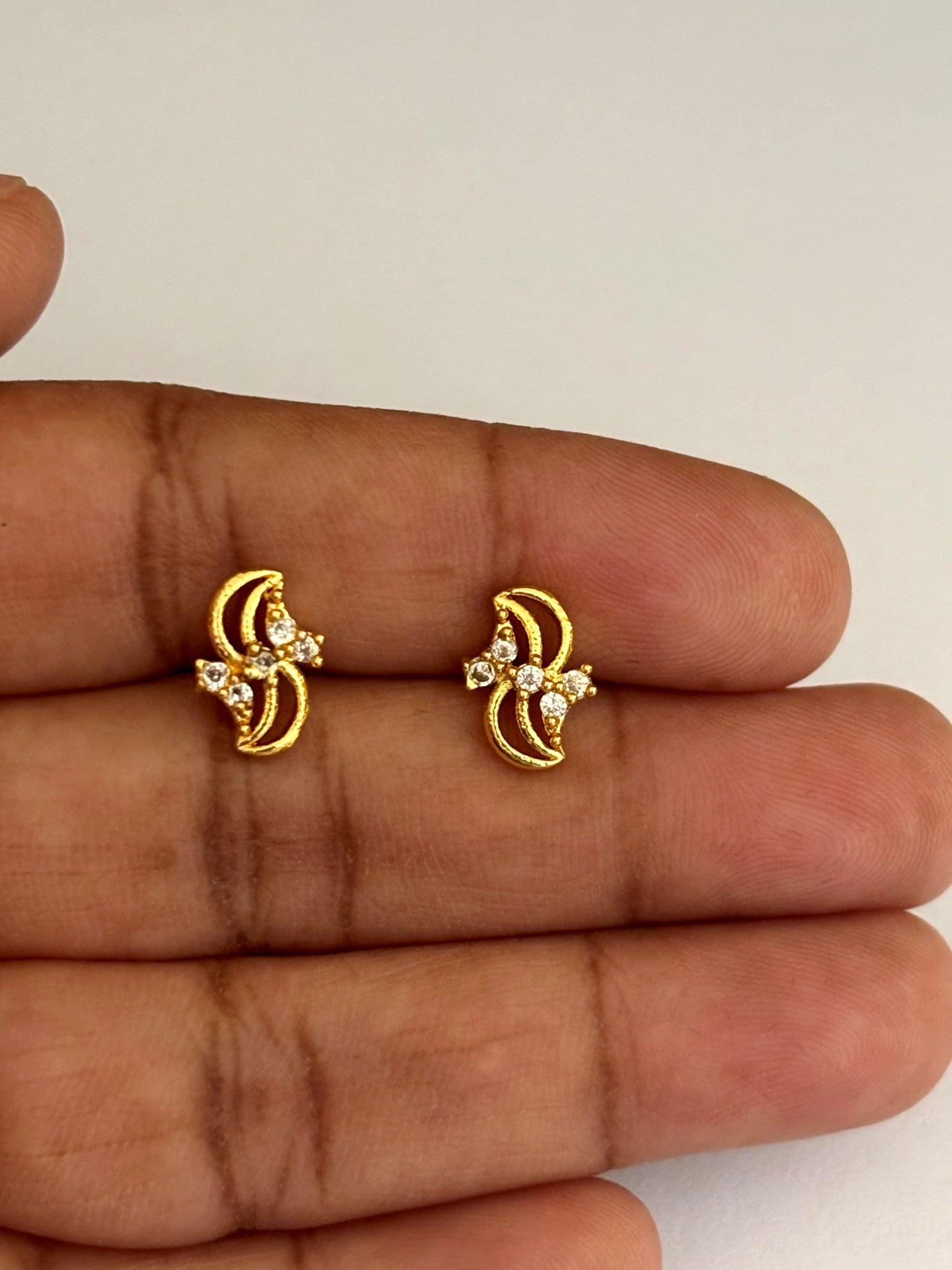 Gold-Plated Crescent Moon Stud Earrings