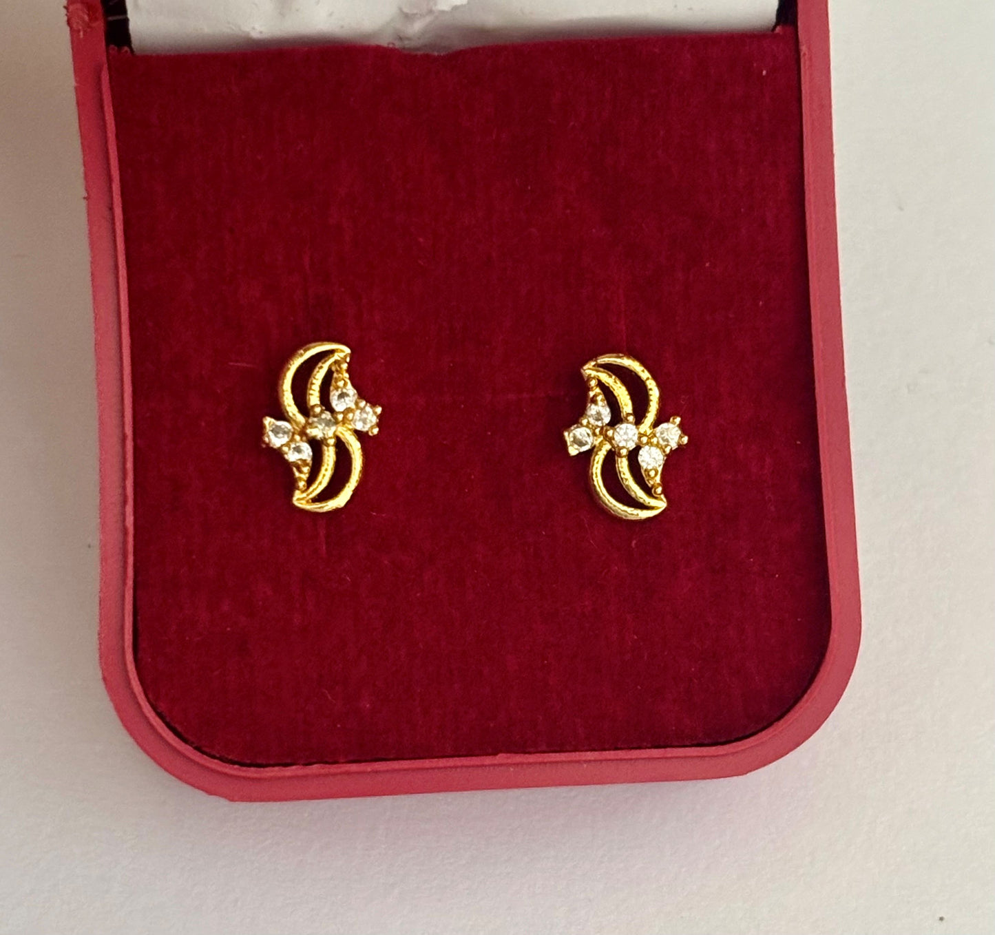 Gold-Plated Crescent Moon Stud Earrings