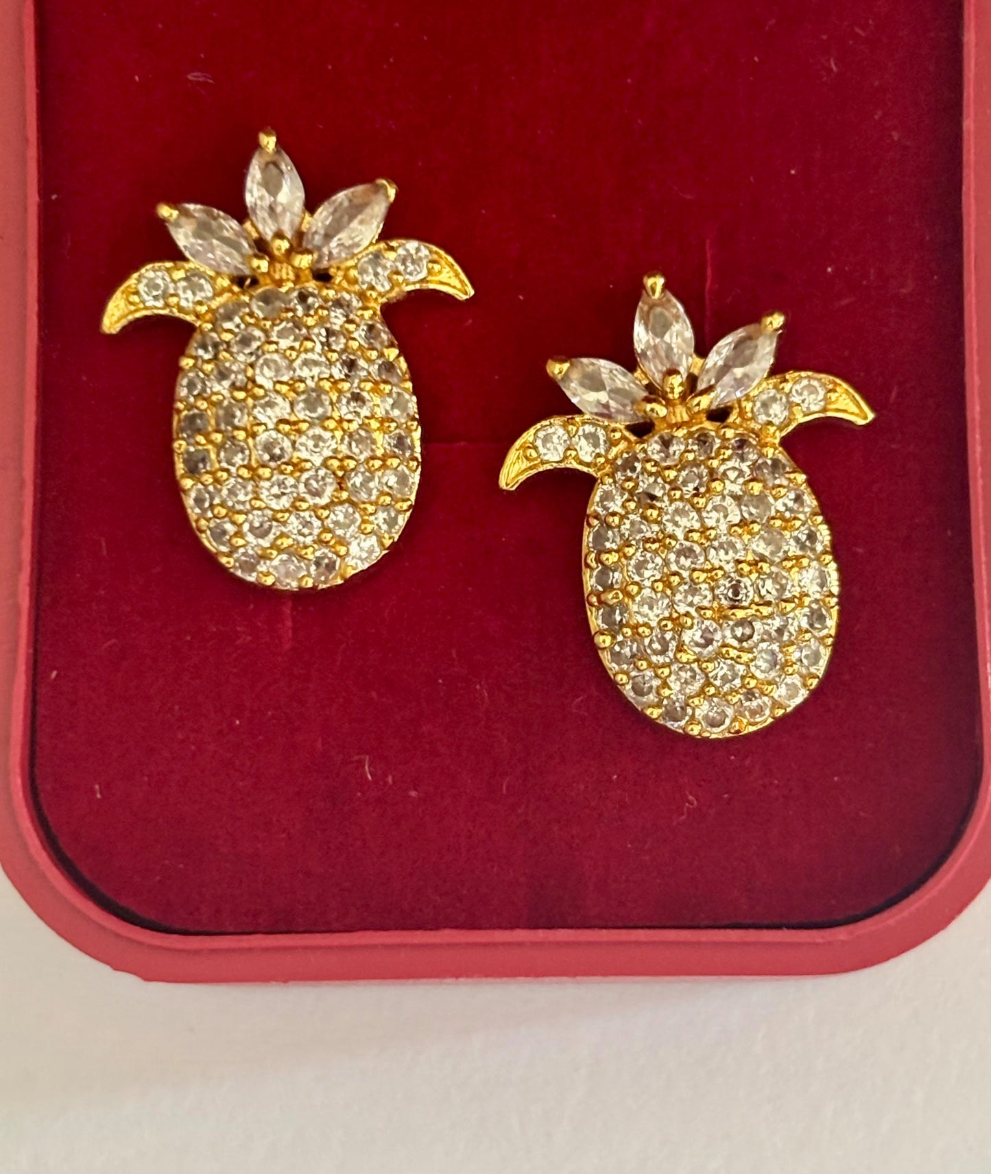 Pineapple Stud Earrings with Sparkling American Diamonds