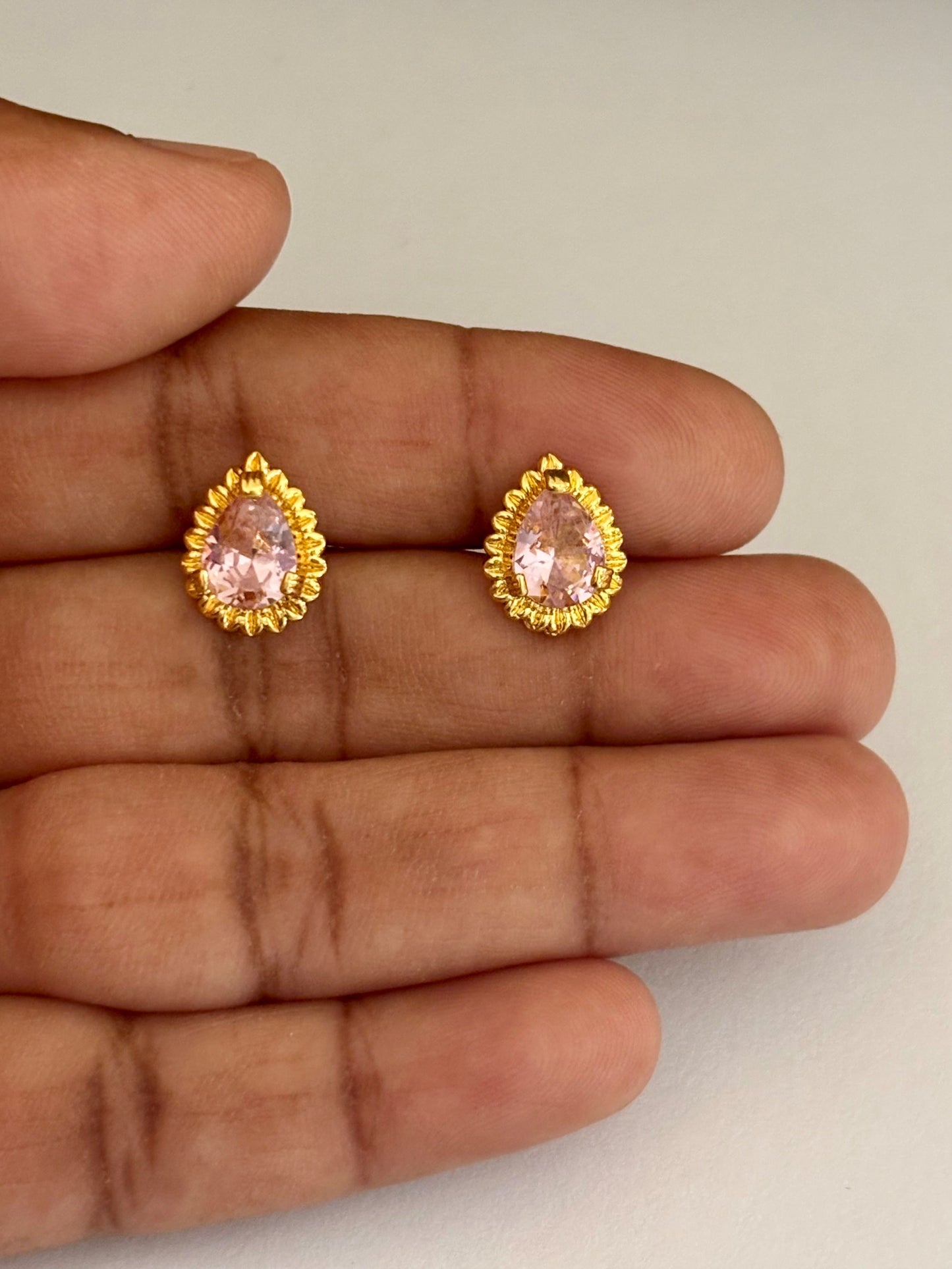 Light Pink Teardrop Stone Stud Earrings
