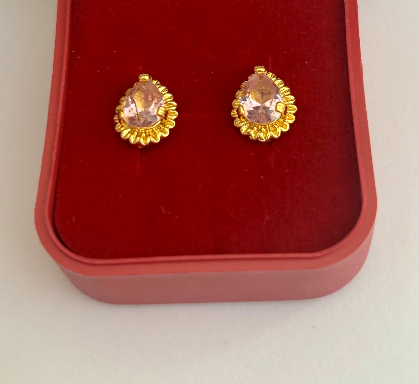 Light Pink Teardrop Stone Stud Earrings