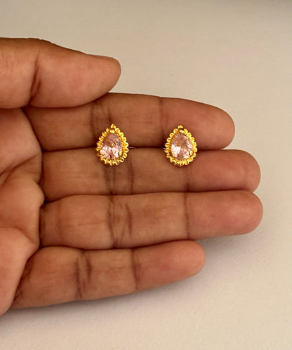 Light Pink Teardrop Stone Stud Earrings