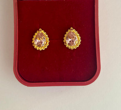 Light Pink Teardrop Stone Stud Earrings