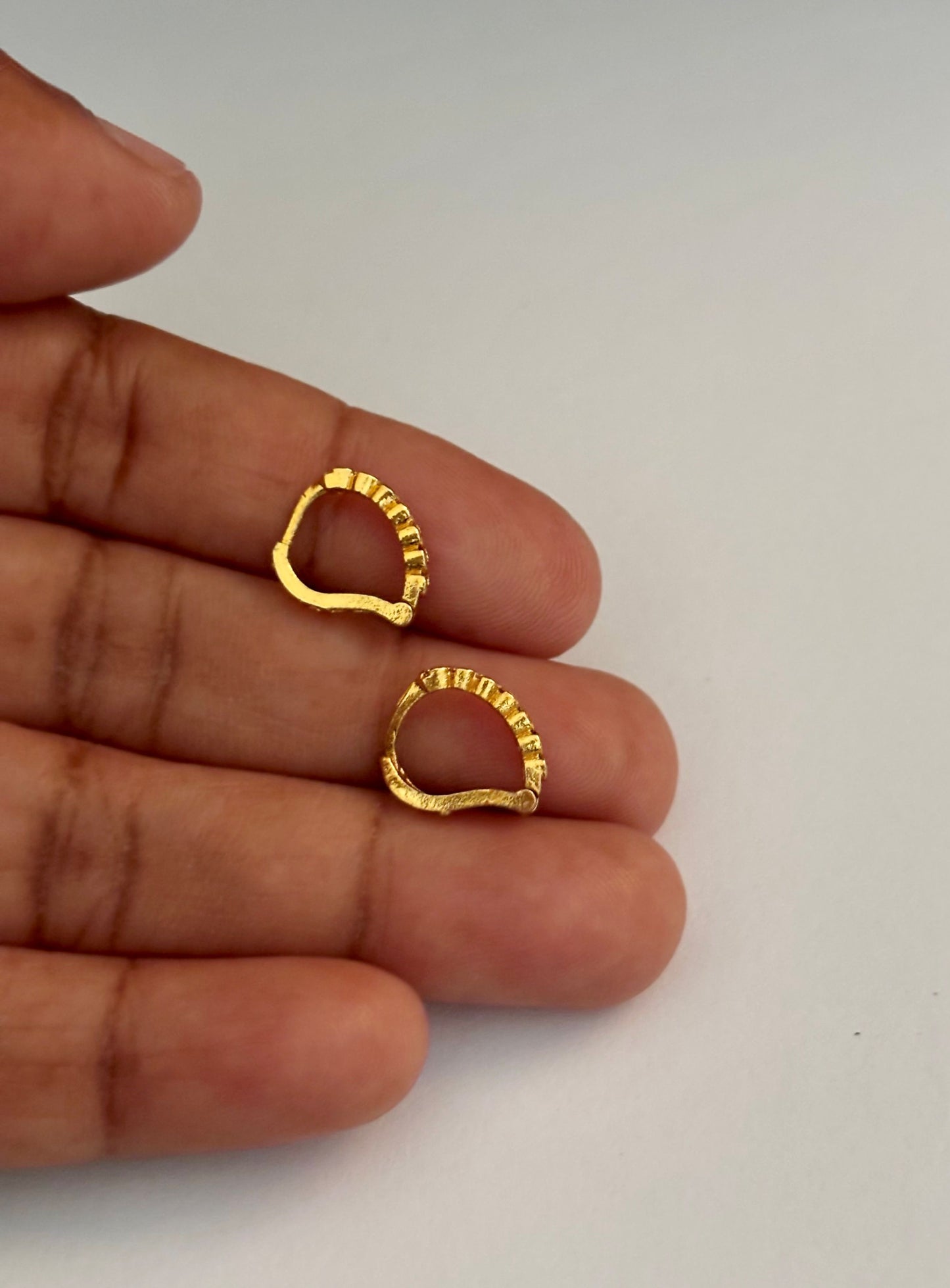 Gold-Plated Huggie Earrings with Pink and White AD Stones