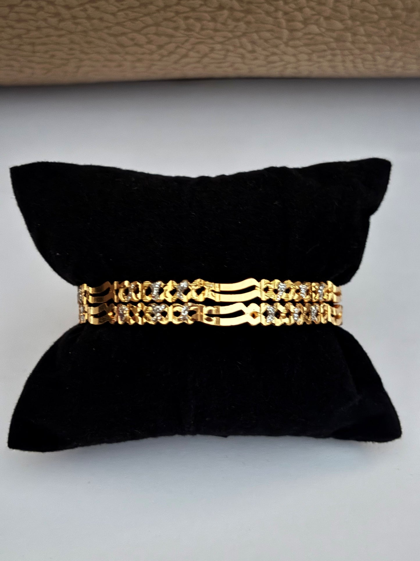 Gold-Plated Silver-Line Bangle Set for Women