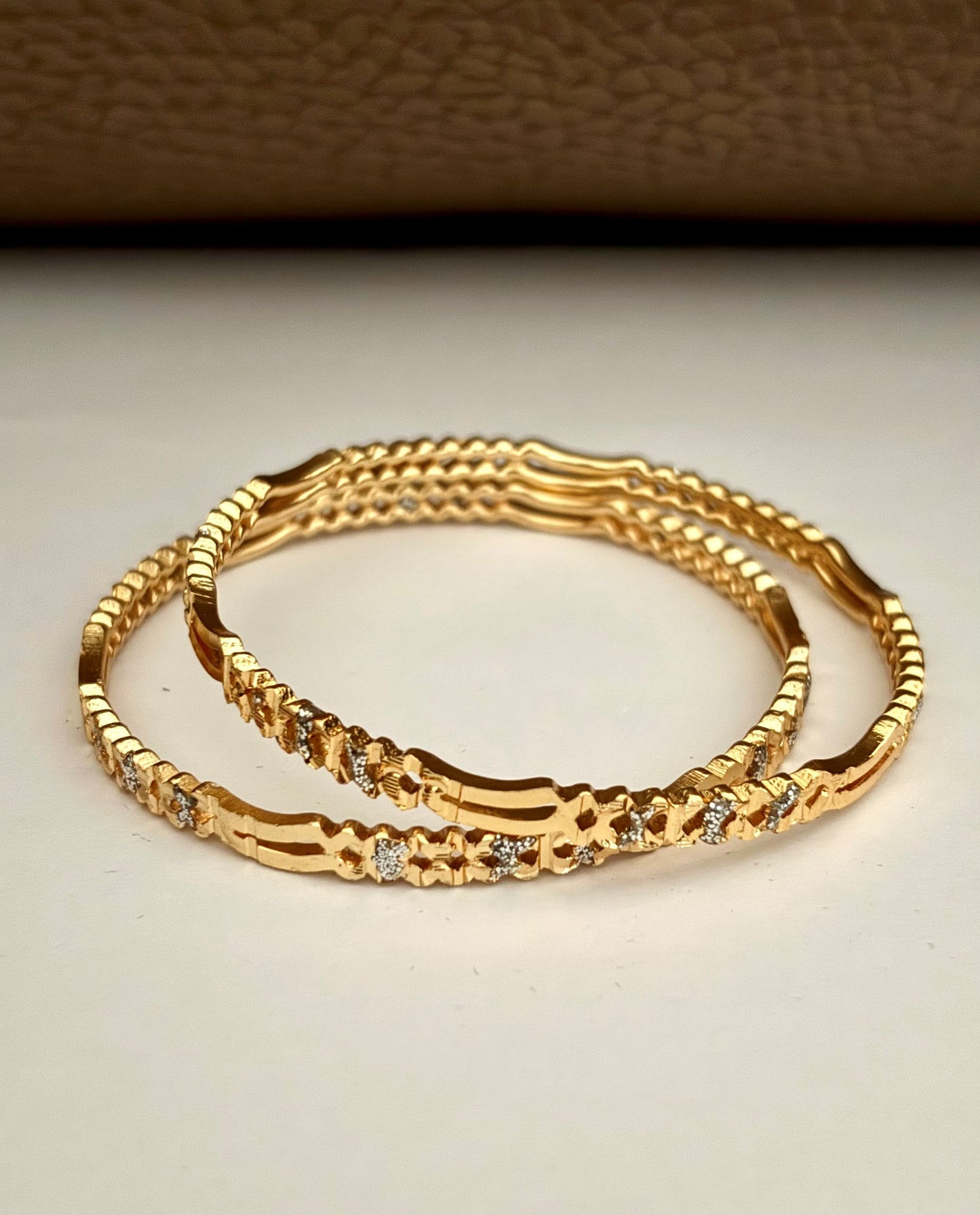 Gold-Plated Silver-Line Bangle Set for Women