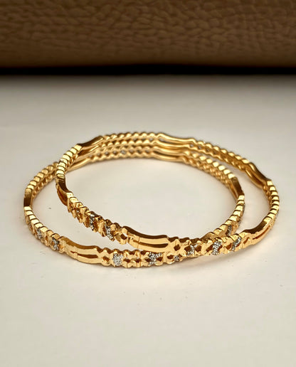 Gold-Plated Silver-Line Bangle Set for Women