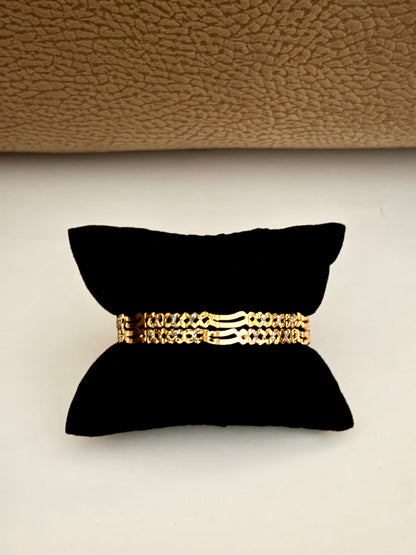 Gold-Plated Silver-Line Bangle Set for Women