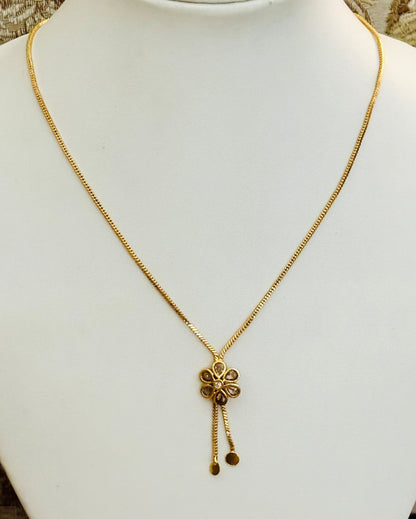 Flower Tassel Necklace with American Diamonds