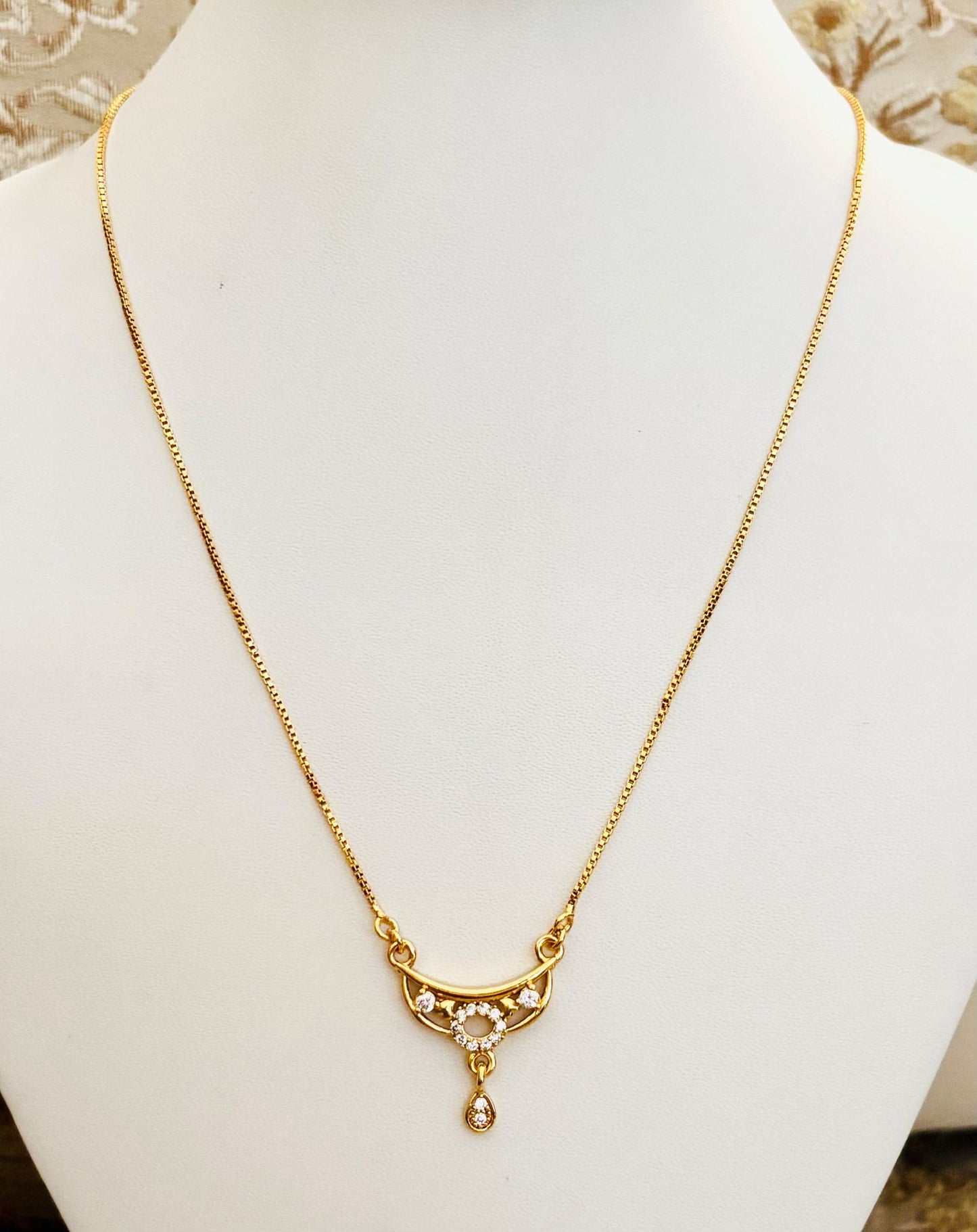 Crescent Necklace with American Diamonds