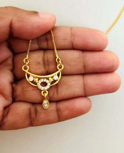 Crescent Necklace with American Diamonds