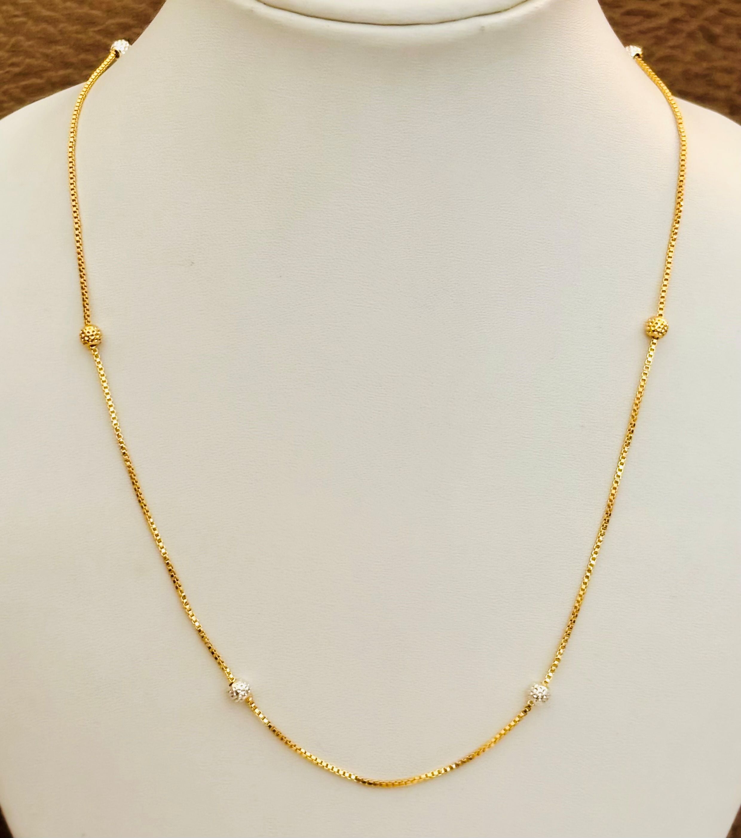 Gold-Plated Necklace with Gold and Silver Beads