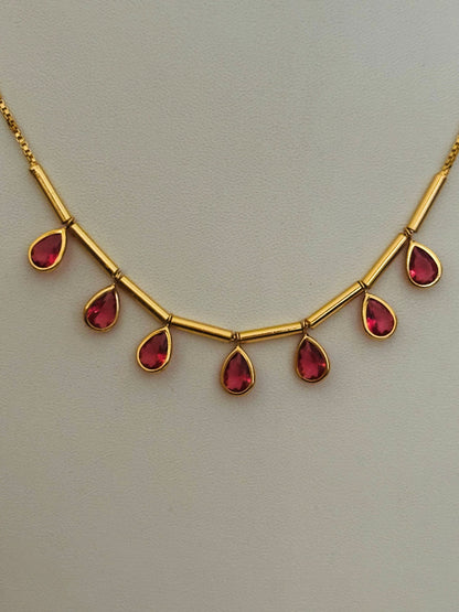 Necklace with Red Teardrop Stones for Women