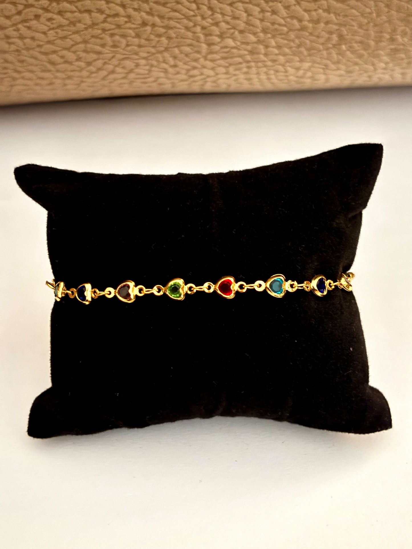 Gold-Plated Heart Stone Bracelet for Women and Girls
