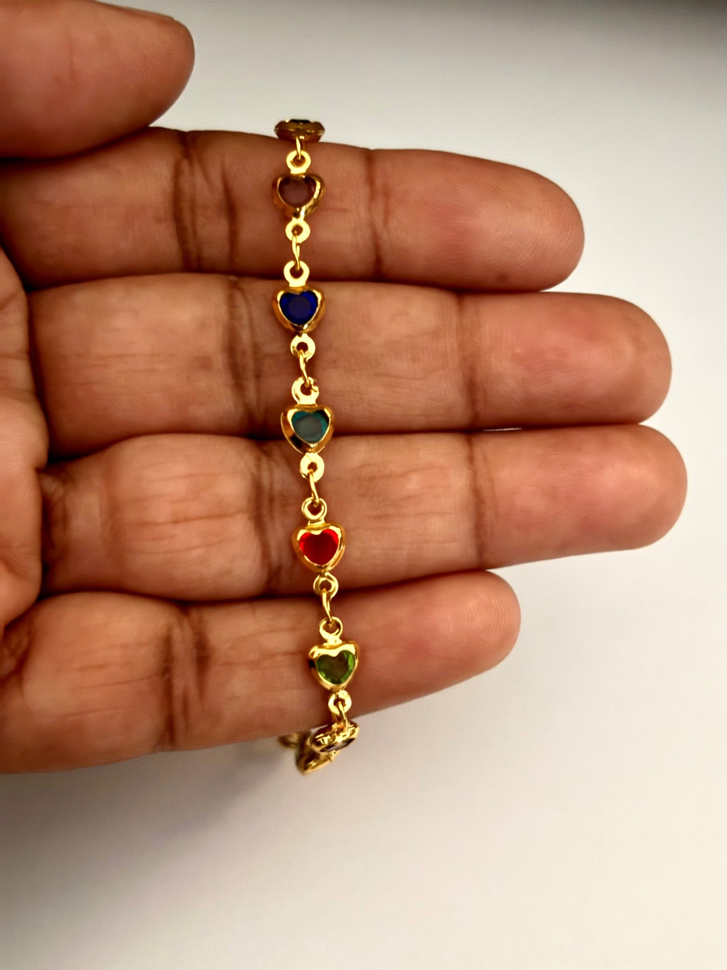 Gold-Plated Heart Stone Bracelet for Women and Girls
