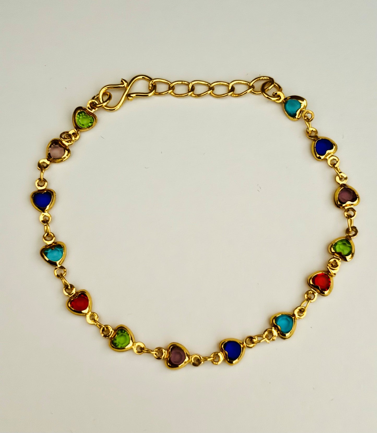 Gold-Plated Heart Stone Bracelet for Women and Girls