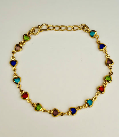 Gold-Plated Heart Stone Bracelet for Women and Girls