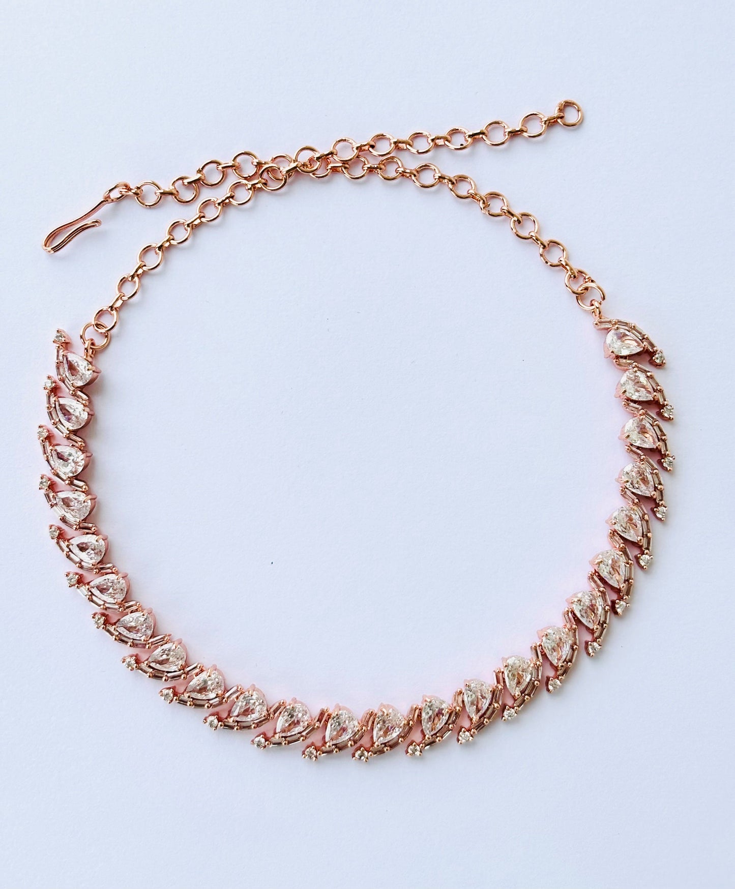 Rose Gold Plated American Diamond Statement Necklace Set