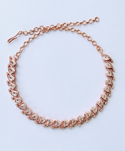 Rose Gold Plated American Diamond Statement Necklace Set
