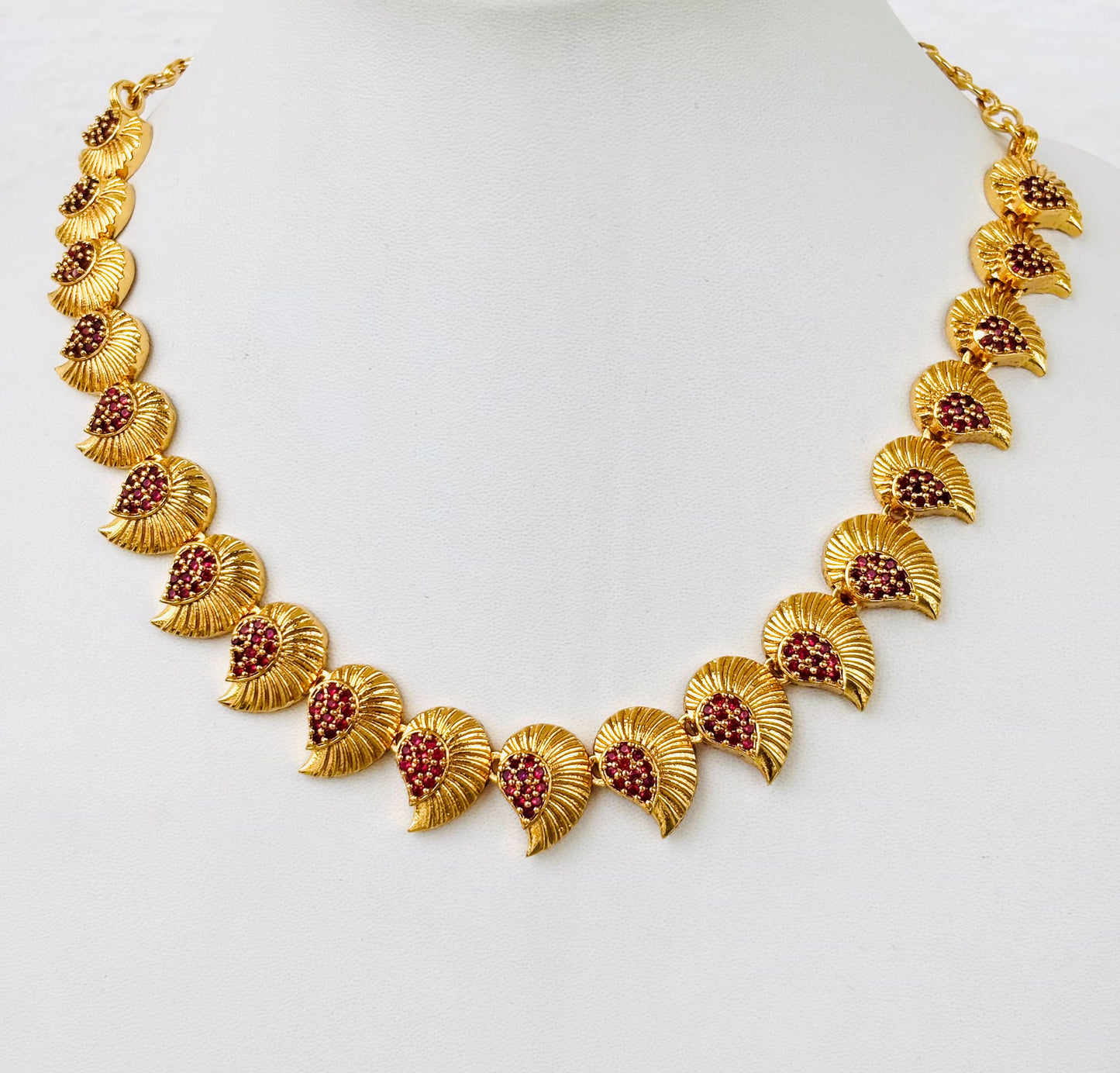 Gold Plated Ruby Mango Necklace