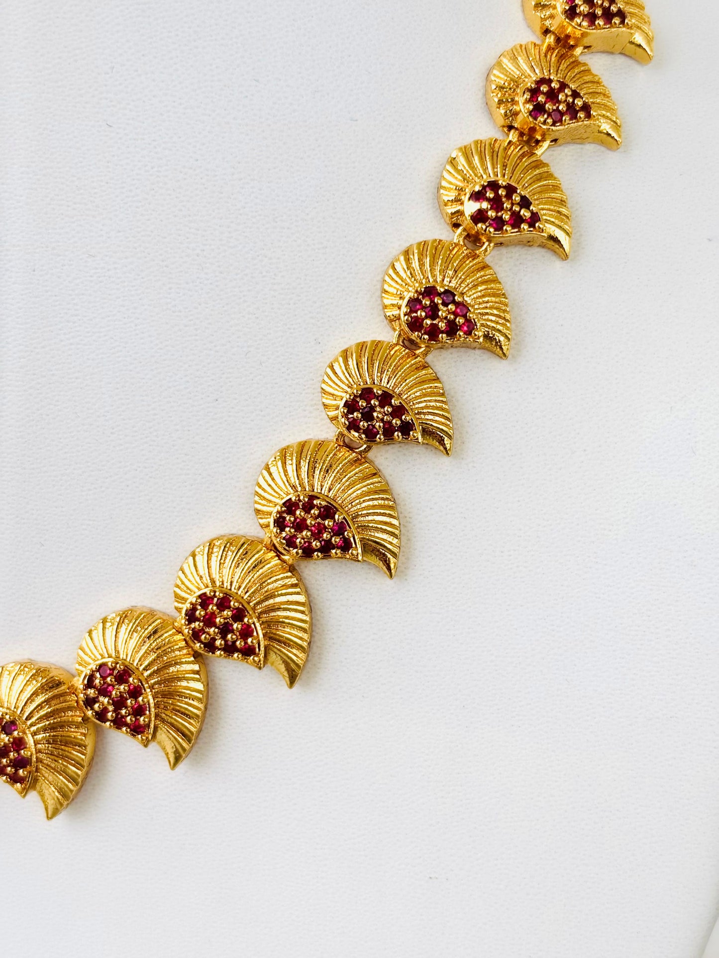 Gold Plated Ruby Mango Necklace
