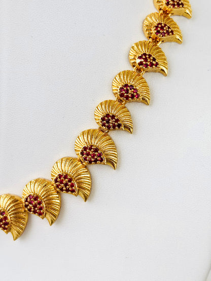 Gold Plated Ruby Mango Necklace