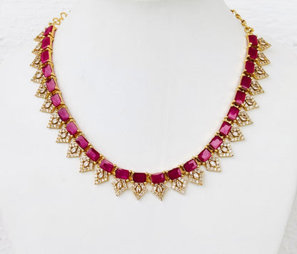 Gold Plated Ruby Red AD Choker Necklace
