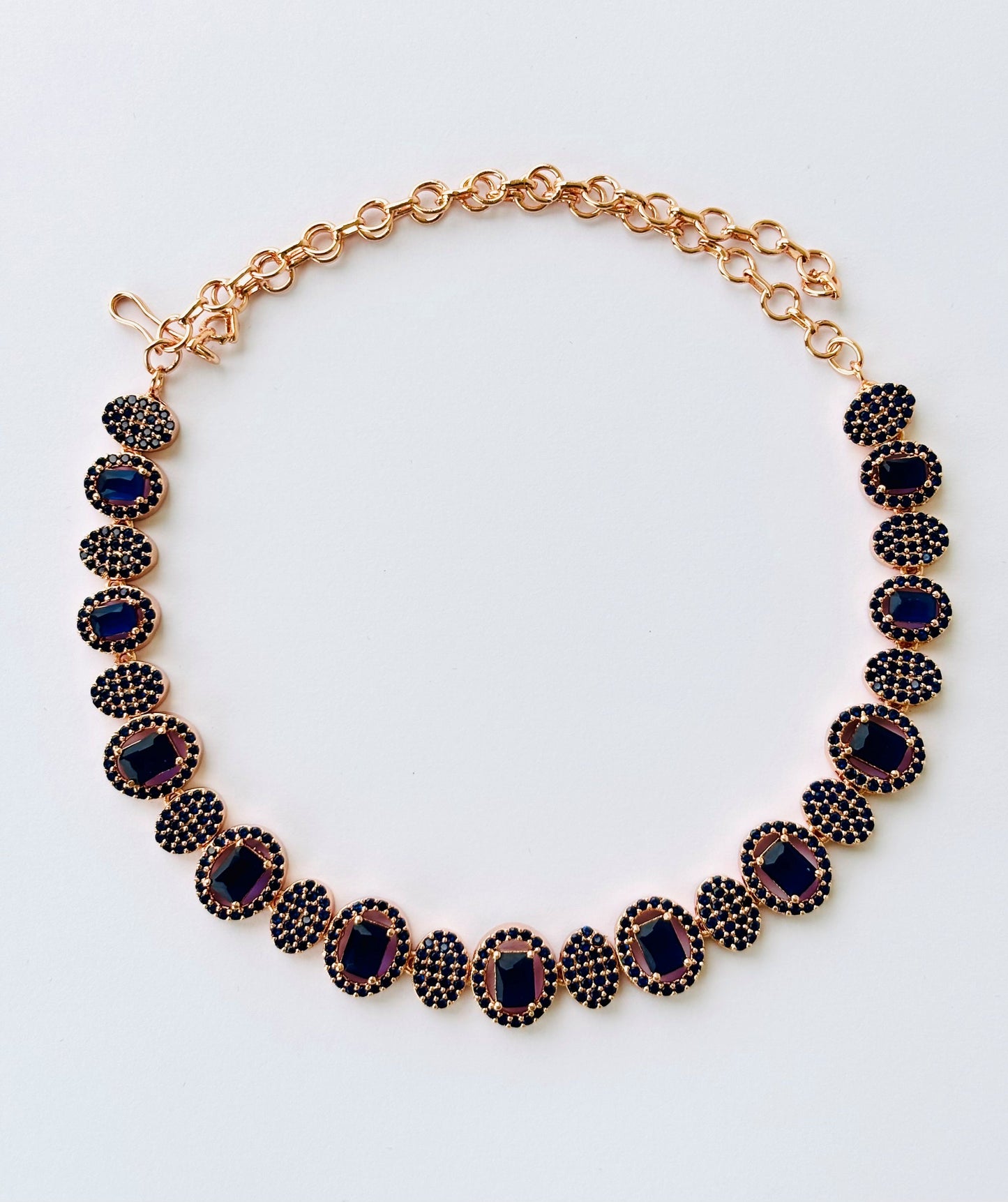 Rose Gold Plated Blue Sapphire Statement Necklace