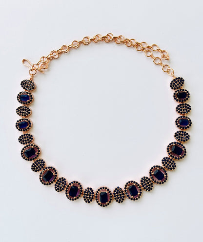Rose Gold Plated Blue Sapphire Statement Necklace