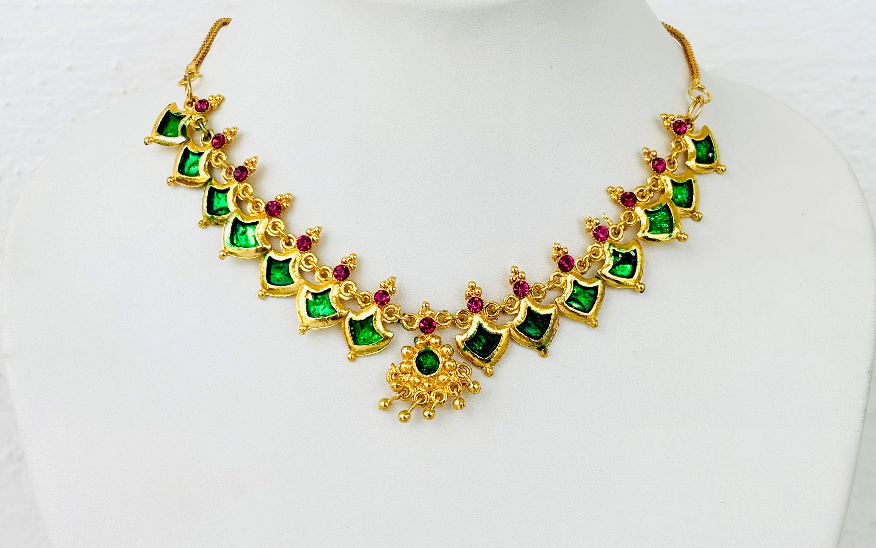 Traditional Kerala Green Palakka Mala Necklace