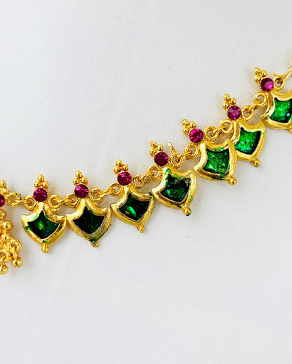 Traditional Kerala Green Palakka Mala Necklace