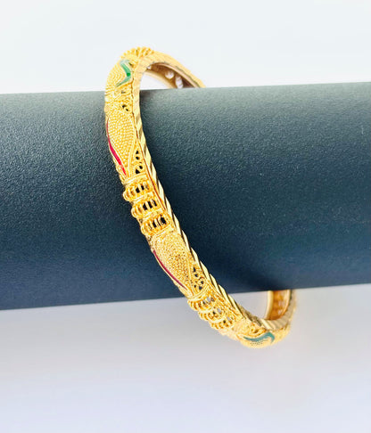 Gold Plated Meenakari Enamel Work Kada Bangle for Women