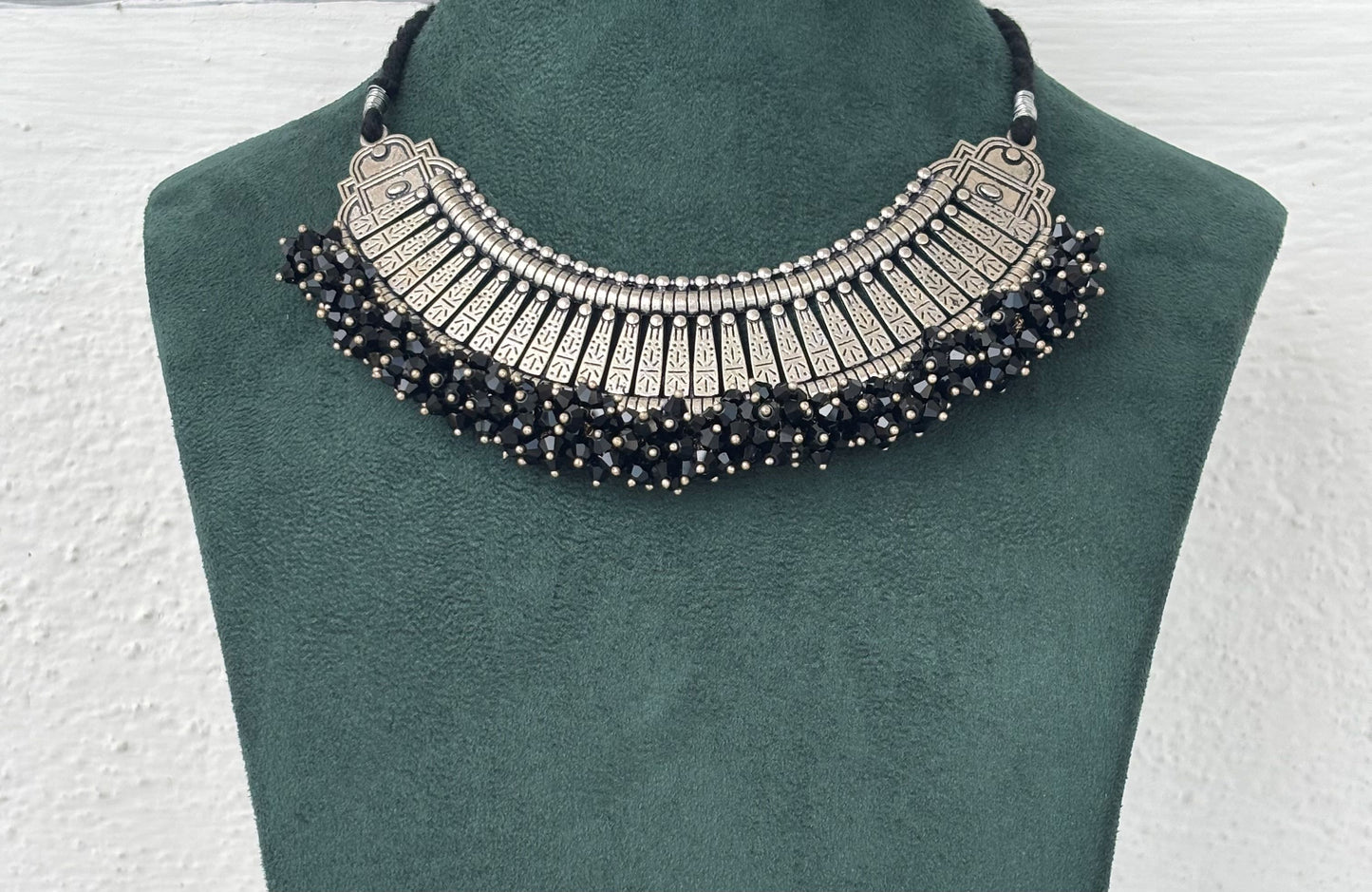 Oxidized Silver Afghani Choker Necklace Set