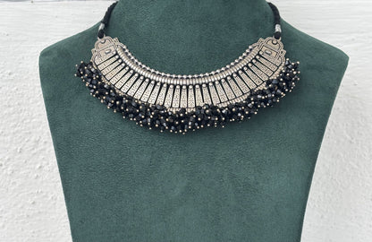 Oxidized Silver Afghani Choker Necklace Set