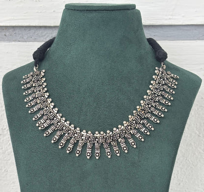 Tribal Oxidized Silver Choker Necklace
