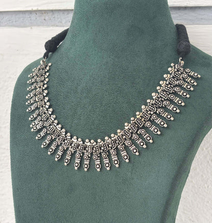 Tribal Oxidized Silver Choker Necklace