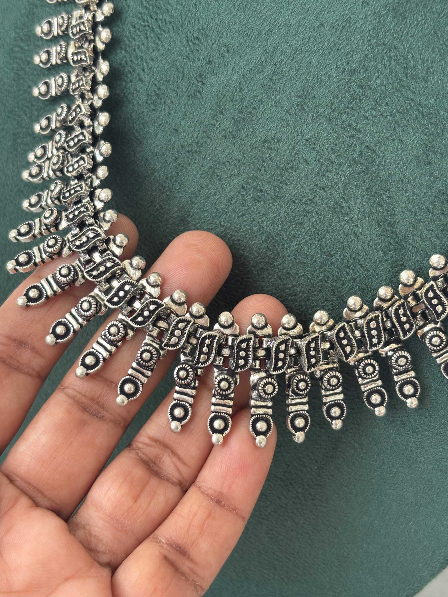 Tribal Oxidized Silver Choker Necklace