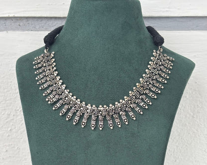 Tribal Oxidized Silver Choker Necklace